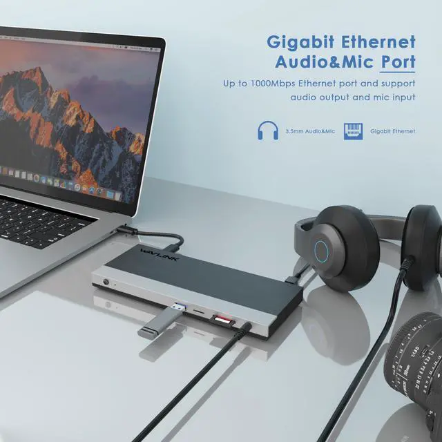 Alt view image 6 of 7 - WAVLINK USB C 4K Laptop Docking Station Triple Display With 100W PD3.0 Charging (65W for PC), Dual HDMI, 1 Displayport, 4xUSB-A 3.0 , Gigabit Ethernet, SD&TF Card Slot Audio Jack For Windows, Mac