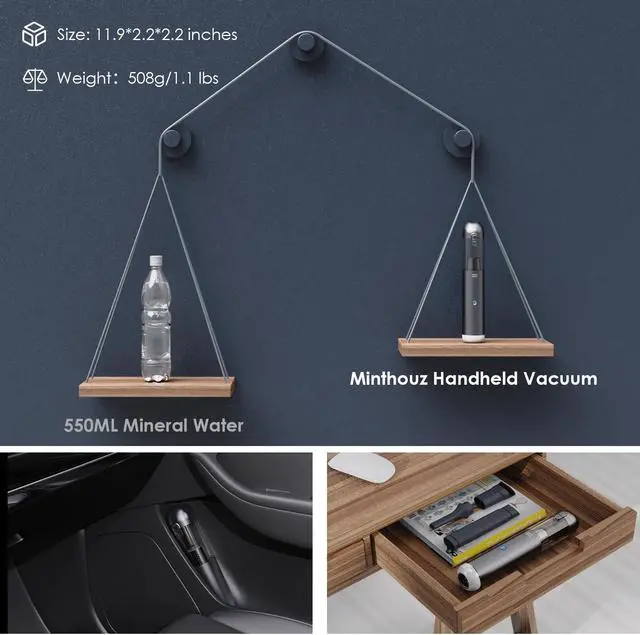 Alt view image 7 of 7 - Minthouz Car Vacuum Cleaner Handheld Vacuum 15000Pa, Powerful Cordless 120W, Ultra Lightweight Portable Mini Hand Vacuum Rechargeable with Type-C Cable and LED/SOS Light for Car/Home/Pet Hair