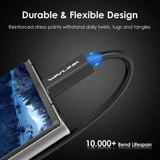 Alt view image 6 of 7 - WAVLINK Thunderbolt 4 Cable 2.3 ft USB4 Cable Thunderbolt Certified 40Gbps with 100W Charging Supports Single 8K/Dual 4K Display for MacBook Pro, iPad Pro, Dock, Thunderbolt 4/3 Hub ,External SSDs