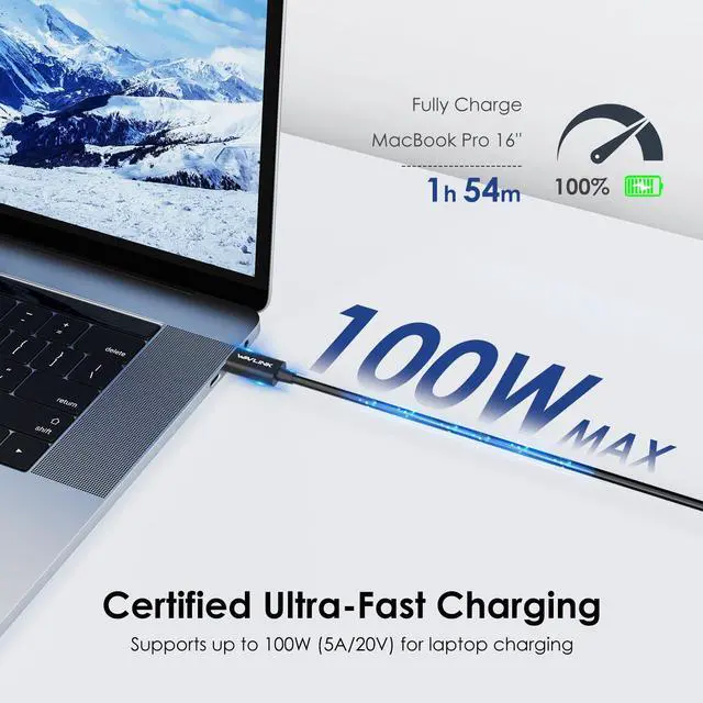 Alt view image 3 of 7 - WAVLINK Thunderbolt 4 Cable 2.3 ft USB4 Cable Thunderbolt Certified 40Gbps with 100W Charging Supports Single 8K/Dual 4K Display for MacBook Pro, iPad Pro, Dock, Thunderbolt 4/3 Hub ,External SSDs