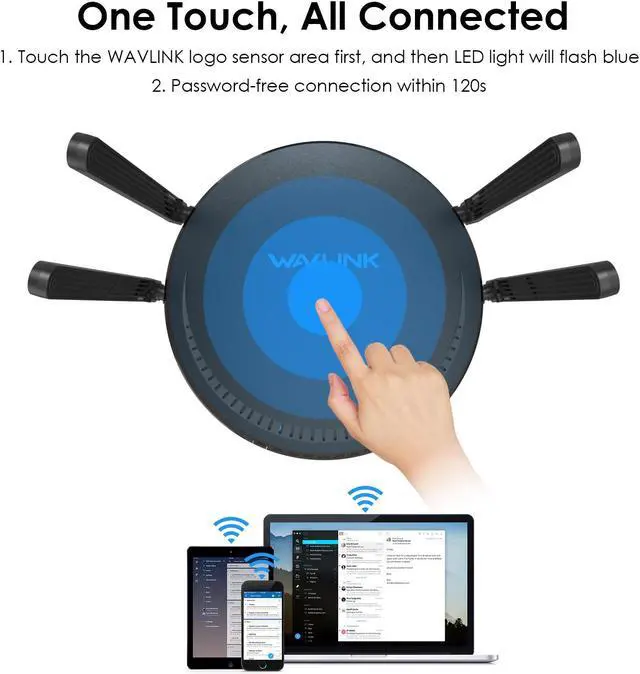 Alt view image 7 of 7 - WAVLINK AX3000 WiFi Router Dual Band WiFi 6 Gaming Router 802.11ax Full Gigabit Wireless Internet Router With 4x5dBi High-Gain Antennas, MU-MIMO, OFDMA, USB 3.0, Touchlink, Beamforming, WPA3, IPV6