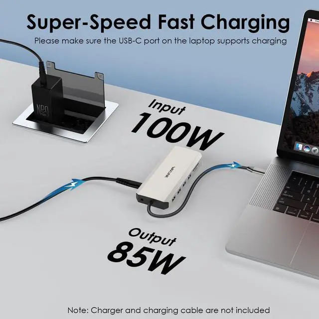 Alt view image 6 of 7 - WAVLINK USB C Docking Station Triple Display with Dual 4K HDMI, 4K DP, 85W PD Charging USB C Hub, 5Gbps USB3.0, USB2.0, Gigabit Ethernet, SD/TF Slots, Audio/Mic, for MacBook/Dell/HP/Lenovo/Surface