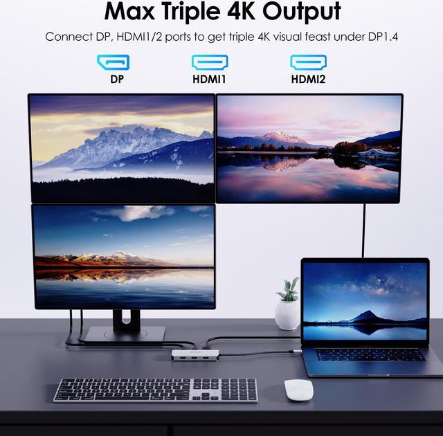 Alt view image 5 of 7 - WAVLINK USB C Laptop Docking Station with Dual 4K HDMI, 4K DP, VGA, 3xUSB2.0, Quad Monitor USB C Dock For Dell/HP/Lenovo/Thinkpad, Compatible with Mac/Windows/Chrome OS/Linux/Android