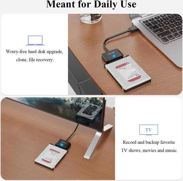 Alt view image 5 of 7 - WAVLINK USB3.0 to SATA III Hard Drive Adapter Cable, SATA to USB A 5Gbps Converter, External Hard Drive Connector for 2.5"/3.5" HDD/SSD, Power Adapter Included