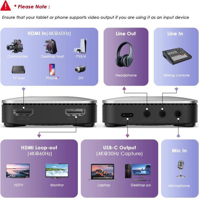 WAVLINK 4K HDMI Video Capture Card, HDMI Video Grabber for Live