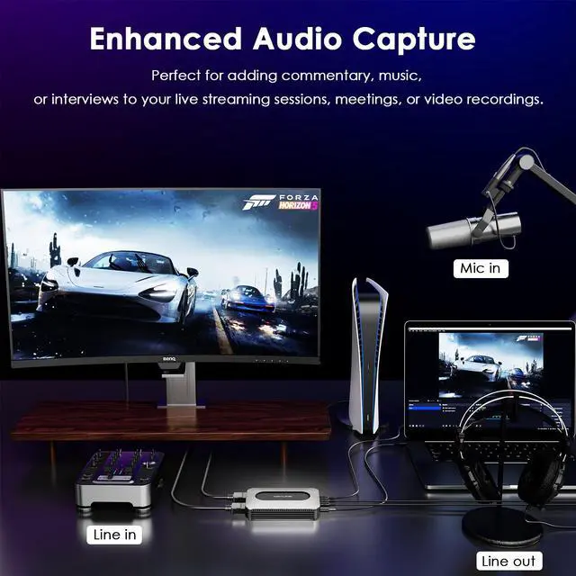 Alt view image 7 of 7 - WAVLINK 4K HDMI Video Capture Card, HDMI Video Grabber for Live/Gaming Streaming with Ultra-Low Latency, VRR Support, Plug and Play, Compatible with Windows/Mac/Linux/Android- HG900U