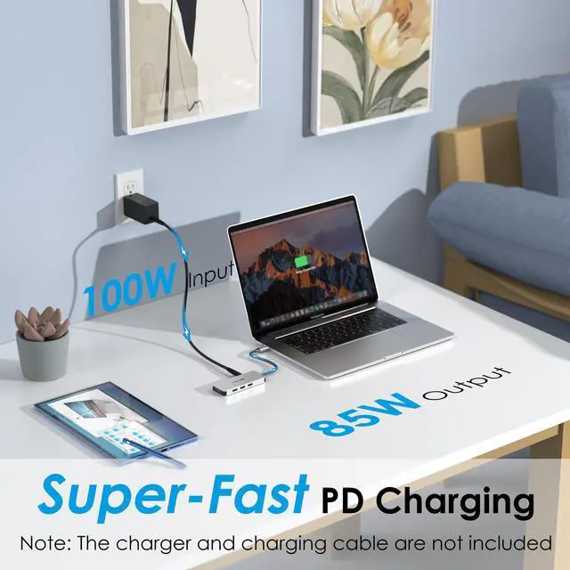 Alt view image 4 of 7 - WAVLINK USB C HUB, Type-C Multiport Adapter with 4K HDMI Output, 100W PD Input, 3 x 5Gbps USB3.1, SD/TF Card Reader, USB C Dongle for MacBook Pro/Air, iPad Pro, Surface, XPS, Thunderbolt 3/4 Laptops