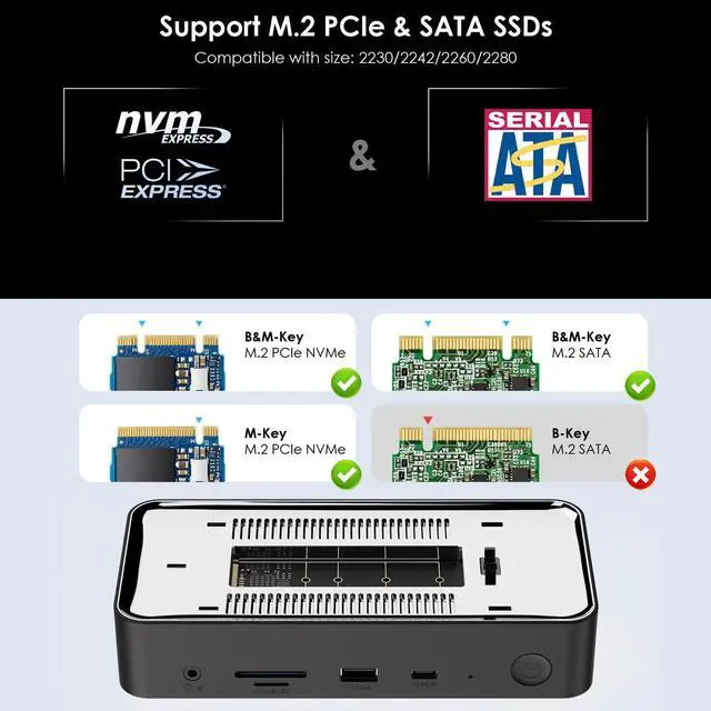Alt view image 5 of 7 - WAVLINK USB C Triple Display Docking Station Type C 10Gbps Hub with M.2 PCIe/SATA SSD Enclosure, Support 100W PD, 4K@60Hz HDMI/DP, USB C/USB-A Gen 3.2/3.1, SD/TF, Gigabit RJ45 for Windows, Mac OS