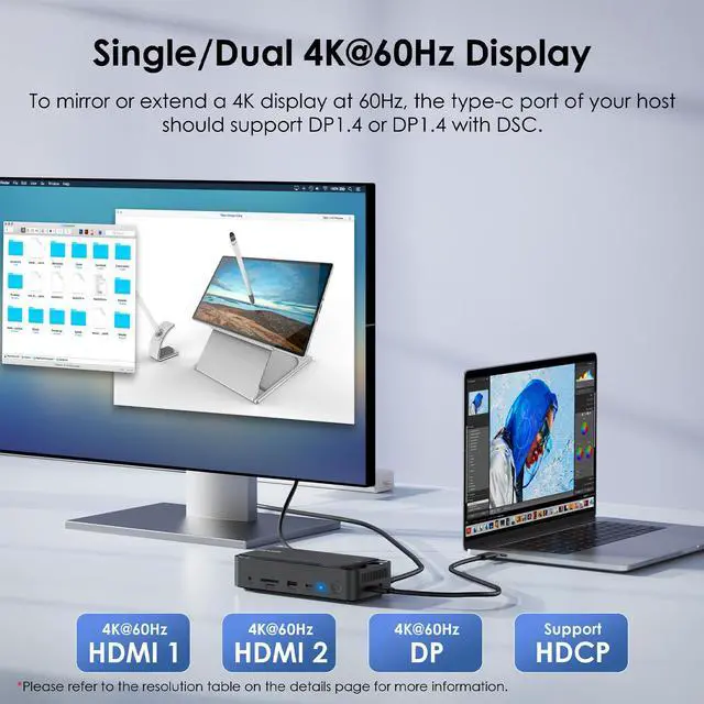 Alt view image 3 of 7 - WAVLINK USB C Triple Display Docking Station Type C 10Gbps Hub with M.2 PCIe/SATA SSD Enclosure, Support 100W PD, 4K@60Hz HDMI/DP, USB C/USB-A Gen 3.2/3.1, SD/TF, Gigabit RJ45 for Windows, Mac OS
