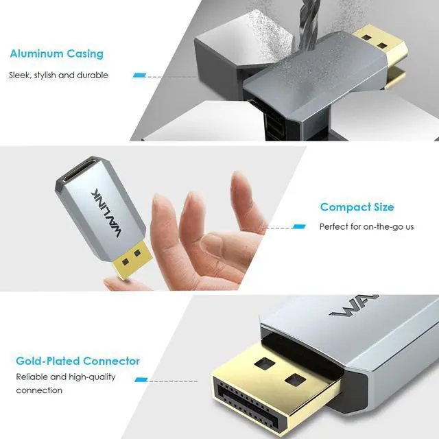 Alt view image 6 of 7 - WAVLINK 4K DisplayPort to HDMI Adapter, Uni-Directional DP to HDMI Converter Male to Female, Compact Mini Active Adapter 4K/2K@60Hz, Compatible for AMD, Dell, HP, Lenovo Devices