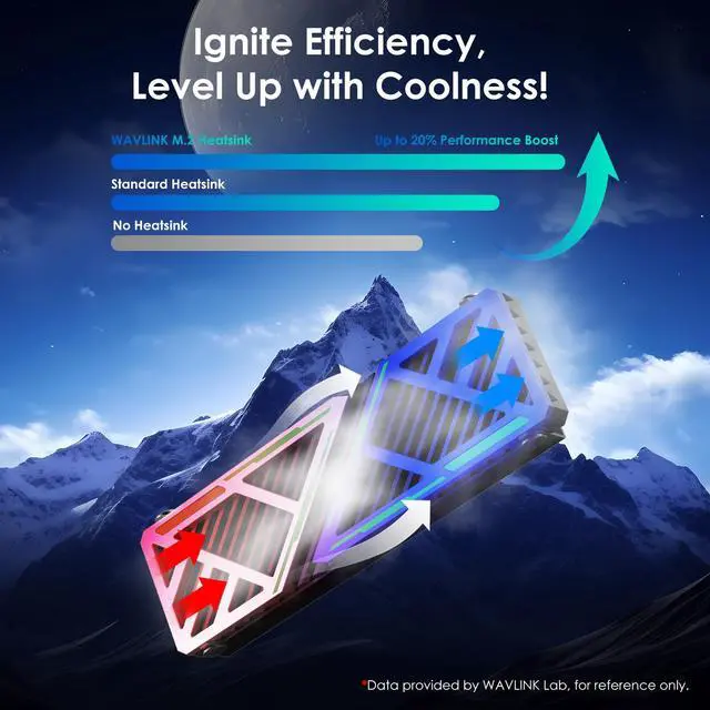 Alt view image 4 of 6 - WAVLINK M.2 SSD Heatsink, 2280 NVMe/SATA SSD Heatsink for PC/PS5/mATX/MiniATX Cooling, M.2 SSD Cooler with Dual Thermal Silicone Pads, 3mm Adjustable Height, Aluminum Body