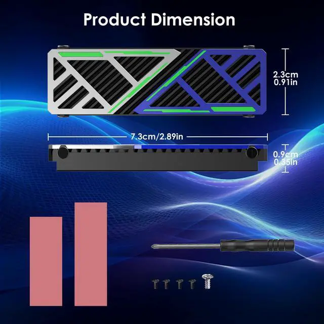 Alt view image 6 of 6 - WAVLINK M.2 SSD Heatsink, 2280 NVMe/SATA SSD Heatsink for PC/PS5/mATX/MiniATX Cooling, M.2 SSD Cooler with Dual Thermal Silicone Pads, 3mm Adjustable Height, Aluminum Body