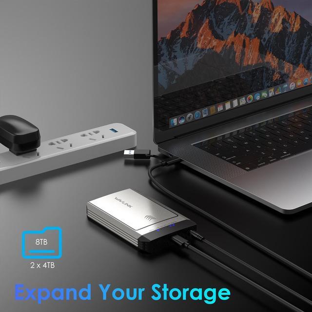 Alt view image 5 of 7 - WAVLINK M.2 NVMe SSD Enclosure 20Gbps Dual-Bay Offline Clone Tool-Free, M.2 Duplicator with Heat Dissipation, NVMe Enclosure for SSDs PCIe Sizes 2230/2242/2260/2280 Up to 8TB Supports NVMe and AHCI