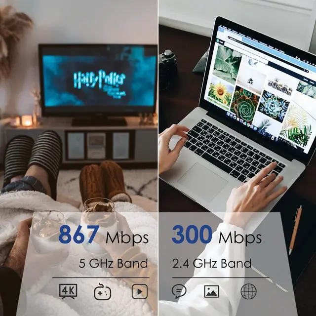 Alt view image 3 of 7 - WAVLINK Wireless Router 1200Mbps, Dual Band 5GHz+2.4GHz WiFi Router with 4 LAN Port (1000Mbps), 1 x 1000Mbps WAN Port, Long Range Coverage for Home & Office, Supports Router/Access Point/Repeater Mode