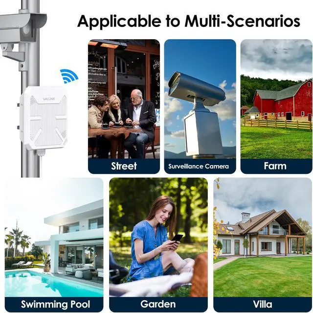 Alt view image 7 of 7 - Wavlink WiFi 6 AX3000 Dual-Band WiFi Range Extender WiFi Repeater Long Range Outdoor AP with PoE, 4x12dBi High-gain Antennas, IP67 Weatherproof Enclosure/Signal Booster/ Outdoor Access Point