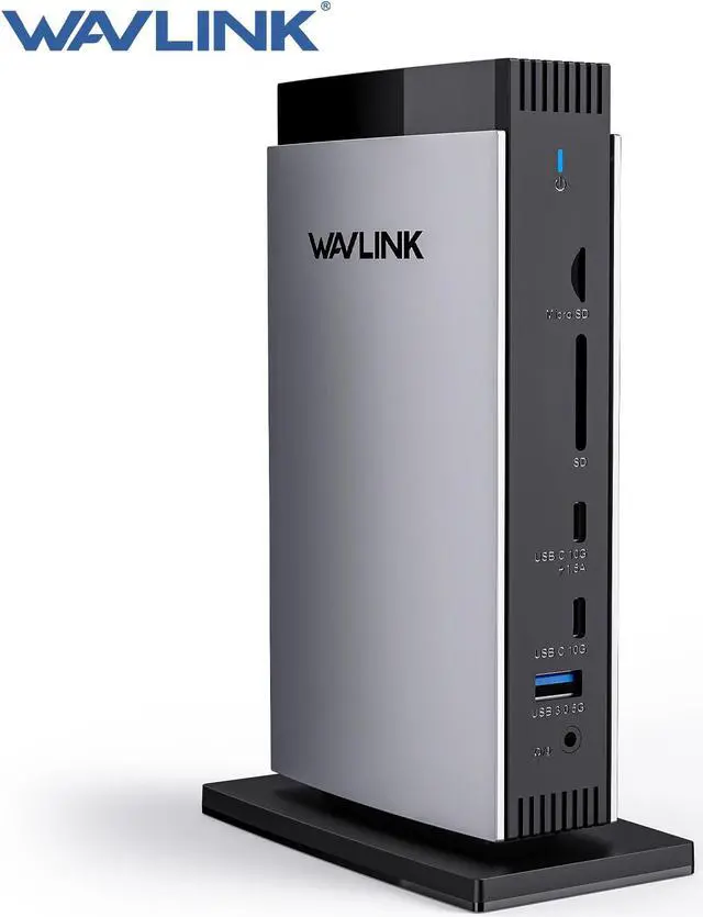 Main image of WAVLINK DisplayLink Docking Station Triple Monitor 4K60Hz with 100W PD Chaing for M1 M2 M3 Mac and Windows, 3 HDMI, 2 DP, Ethernet Port, Audio/Mic, SD/TF, 5 USB Ports, 130W AC Power Supply