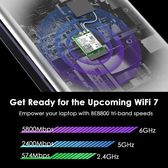 Alt view image 3 of 7 - WAVLINK WiFi 7 Wireless Card, 8774Mbps Tri-Band BE200 M.2 NGFF Network Module with Bluetooth 5.4, MU-MIMO, WPA3, Support Windows 10/11(64-bit) Laptop, Not Support AMD