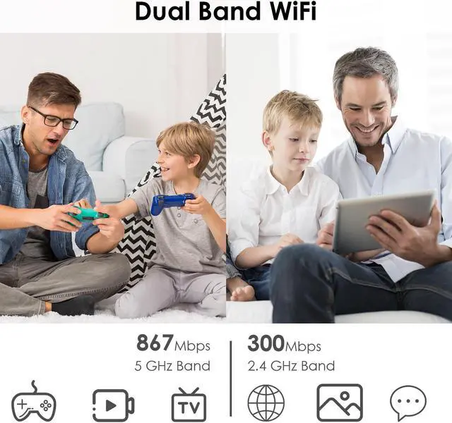Alt view image 4 of 7 - WAVLINK AC1200 Dual Band 5 GHz + 2.4 GHz WiFi Router, Wireless Internet Router for Home and Gaming with WAN/LAN Gigabit Ethernet Ports, 4 x 5 dBi High-Gain Antennas, Supports Router / AP / WISP Mode