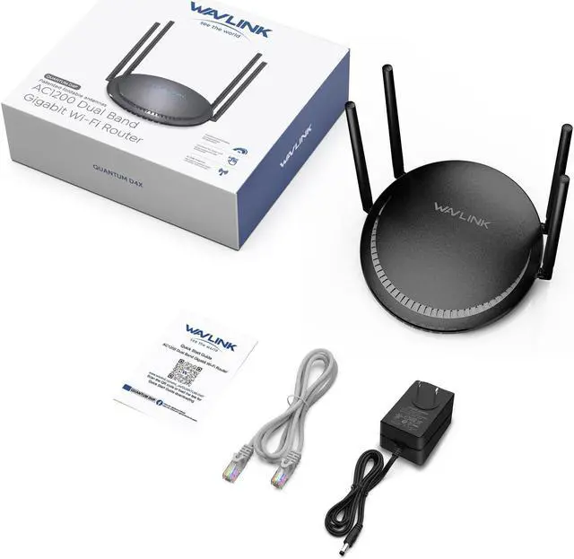 Alt view image 7 of 7 - WAVLINK AC1200 Dual Band 5 GHz + 2.4 GHz WiFi Router, Wireless Internet Router for Home and Gaming with WAN/LAN Gigabit Ethernet Ports, 4 x 5 dBi High-Gain Antennas, Supports Router / AP / WISP Mode