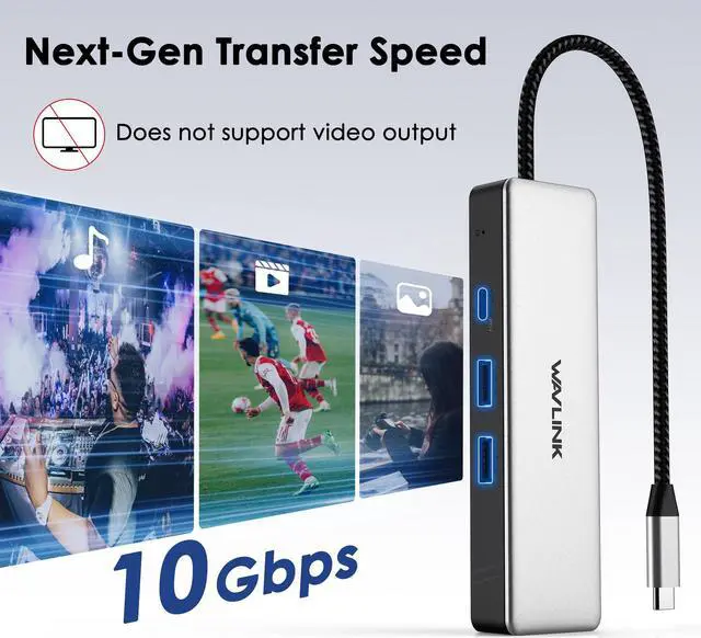 Alt view image 3 of 7 - Wavlink USB C to 2.5G Gbps Ethernet Adapter USB C Hub with 85W PD Charging, 1*10G USB-C, 2*10G USB-A, 1*2.5G Ethernet Port, for MacBook Pro, Acer Aspire, HP Laptops, iPad, iPhone 15/15 Pro