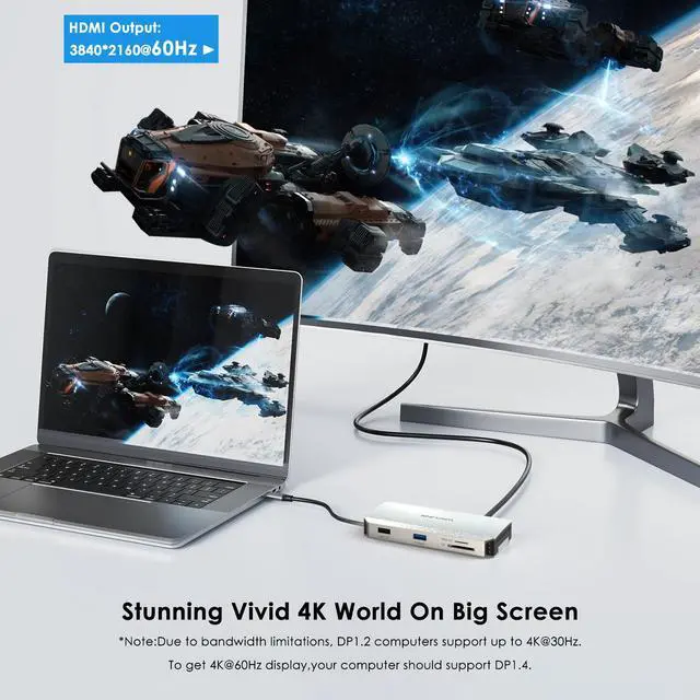 Alt view image 4 of 7 - WAVLINK Type C 10Gbps Hub USB C 4K Dock with M.2 PCIe/SATA SSD Enclosure, Multiport Adapter Supports 87W PD, 4K@60Hz HDMI, USB-C/USB-A 3.2 10Gbps, SD/TF, USB2.0 for Windows, Mac OS