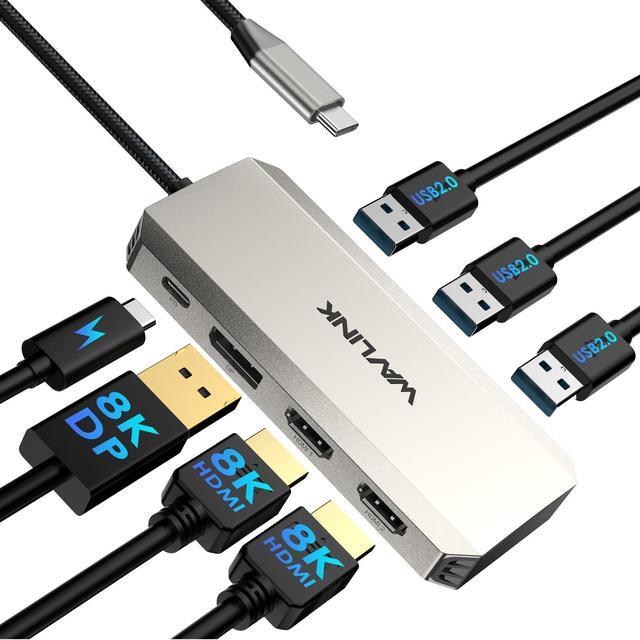 Main image of WAVLINK USB C Laptop Docking Station Triple Display with 95W Power Delivery, Single 8K Triple 4K@60Hz with DP, 2HDMI, 480Mbps USB2.0-A for MacBook, Dell XPS, Lenovo Thinkpad, HP Laptops