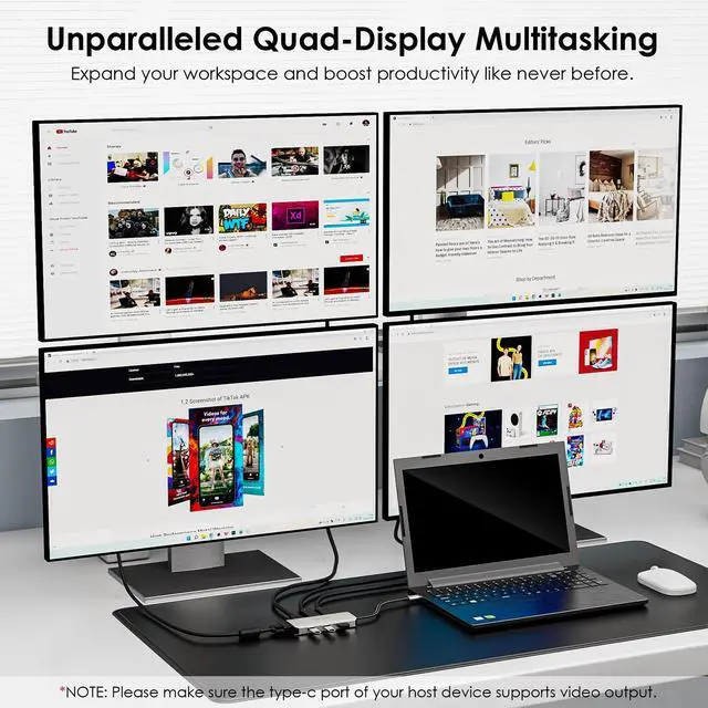 Alt view image 3 of 7 - WAVLINK USB C Hub with Dual 4K DP, 4K HDM, VGA, 3 USB2.0, 4 Displays USB C Laptop Docking Station For MacBook/Dell/HP/Lenovo, Compatible with Mac/Windows/Chrome OS/Linux/Android