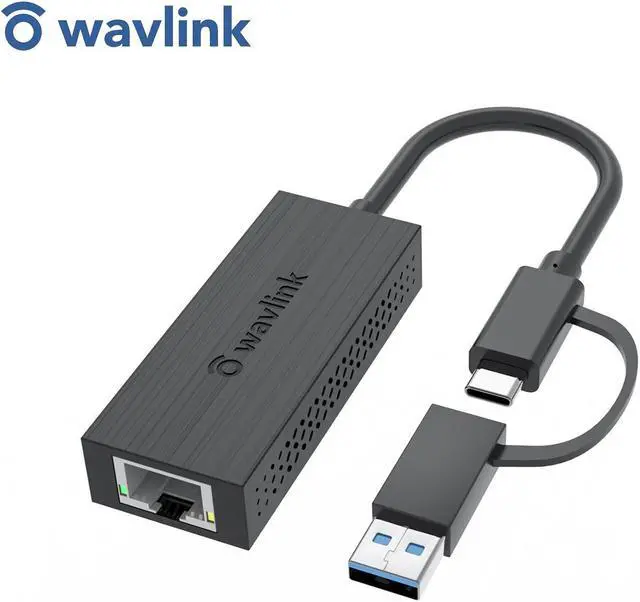 Main image of WAVLINK USB-C and USB-A to 2.5 Gigabit Ethernet Adapter, 2-in-1 USB 3.2 Type-A/Type-C to 2500Mbps RJ45 LAN Converter, Compact & Portable Compatible for Microsoft Windows, Mac OS, iPadOS and More