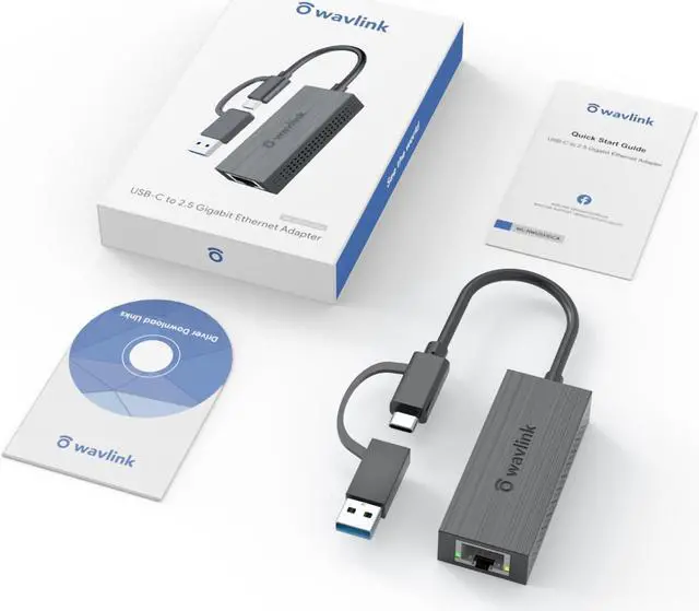 Alt view image 7 of 7 - WAVLINK USB-C and USB-A to 2.5 Gigabit Ethernet Adapter, 2-in-1 USB 3.2 Type-A/Type-C to 2500Mbps RJ45 LAN Converter, Compact & Portable Compatible for Microsoft Windows, Mac OS, iPadOS and More