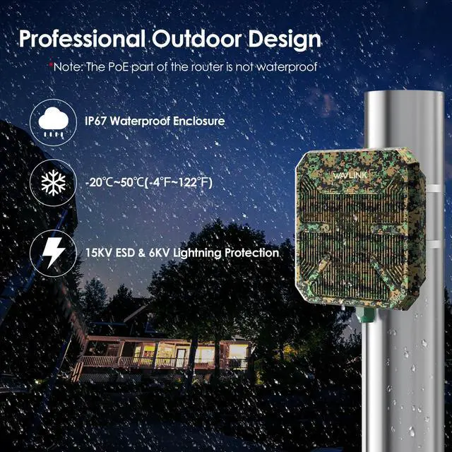 Alt view image 5 of 7 - WAVLINK AX3000 Outdoor WiFi Extender/Access Points, Long Range Wireless Signal Booster with Dual Band/PoE/IP67 Waterproof -WiFi Mesh Extender Support up to 256 Devices for Factories,Farms