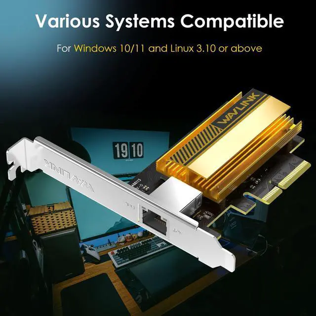 Alt view image 4 of 7 - WAVLINK 10G Base-T PCIe Network Card, 10000/5000/2500Mbps PCI Express Ethernet Adapter with AQC113 Controller, 10G NIC for Windows 11/10 & Linux with Low Profile Bracket