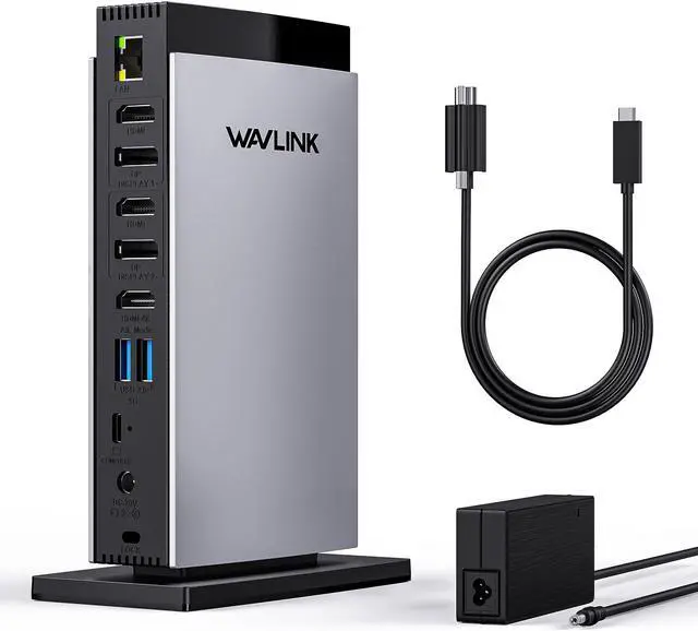 Main image of WAVLINK USB C DisplayLink Docking Station Triple Display with 3 HDMI 4K60Hz for MacBook M1/M2/M3/Windows,5 USB Ports,2DP,Ethernet Port,Audio/Mic,SD/TF, 130W AC Power Supply