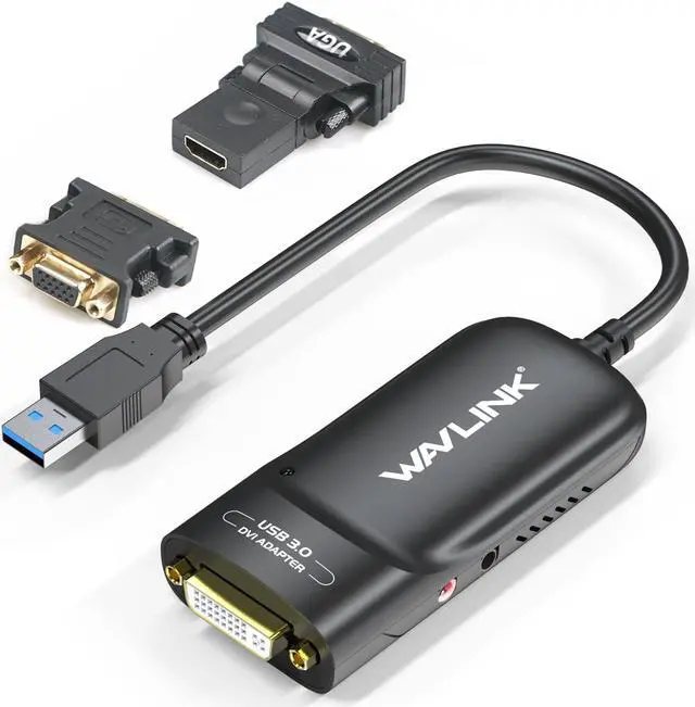 Main image of WAVLINK USB 3.0 to HDMI/DVI/VGA Universal Video Graphics Adapter with Audio Port DVI-to-VGA, DVI-to-HDMI adapter, up to 6 Monitor displays, 2048x1152 Video Card Adapter for Windows, Mac OS & Chrome OS