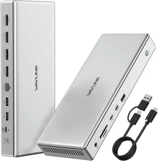 Main image of WAVLINK USB C 10K Docking Station (DL7400), with 4X DisplayPort, Dual 8K@60Hz,Quad 4K@60Hz for Windows 10/11 and Mac M1/M2/M3,100W PD Charging to Host, 2.5G Ethernet,USB C, SD4.0