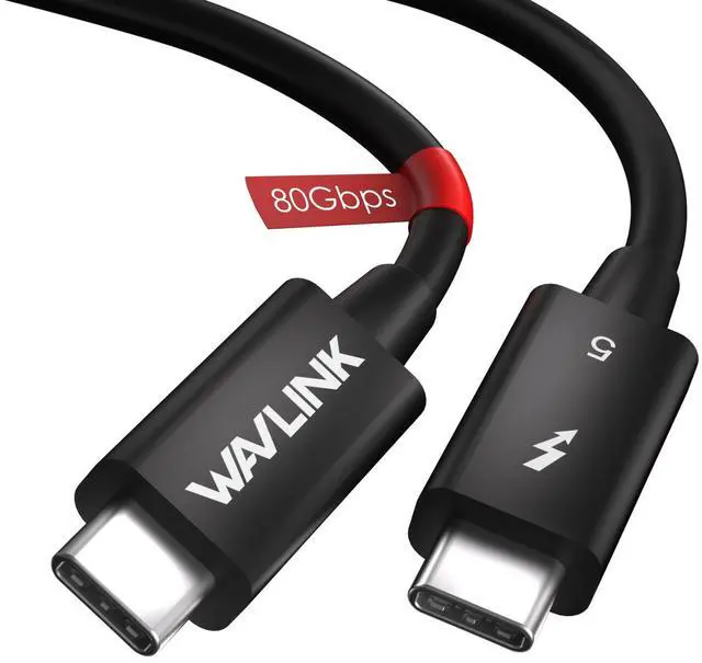 Main image of WAVLINK Thunderbolt 5 Cable 3.28ft, 120Gbps Fast Data Transfer, 240W Power Delivery USB-C Cable, 8K/16K Display Support, Backwards Compatible TB4/3/USB4/3, Ideal for Gaming, Laptops, Monitors, Docks