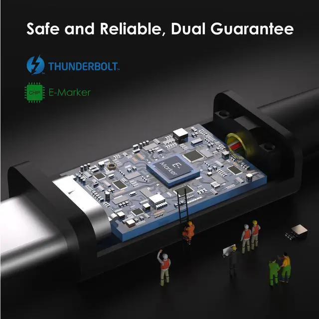 Alt view image 3 of 7 - WAVLINK Thunderbolt 5 Cable 2.6ft, 120Gbps Fast Data Transfer, 240W Power Delivery USB-C Cable, 8K/16K Display Support, Backwards Compatible TB4/3/USB4/3, Ideal for Gaming, Laptops, Monitors and Docks