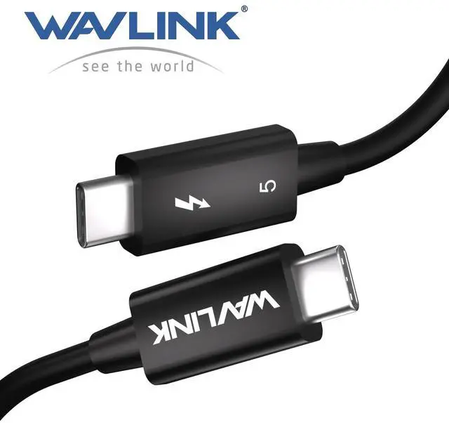 Main image of WAVLINK Thunderbolt 5 Cable 1ft, 20Gbps Fast Data Transfer, 240W Power Delivery USB-C Cable, 8K/16K Display Support, Backwards Compatible TB4/3/USB4/3, Ideal for Gaming, Laptops, Monitors and Docks