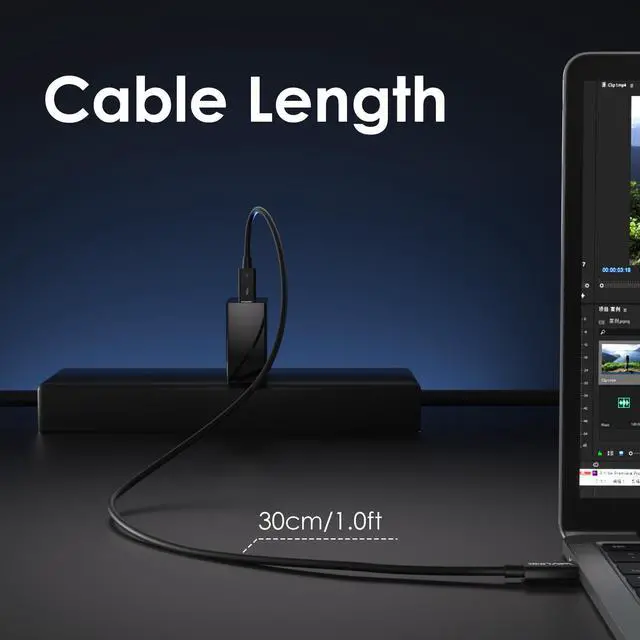 Alt view image 7 of 7 - WAVLINK Thunderbolt 5 Cable 1ft, 20Gbps Fast Data Transfer, 240W Power Delivery USB-C Cable, 8K/16K Display Support, Backwards Compatible TB4/3/USB4/3, Ideal for Gaming, Laptops, Monitors and Docks
