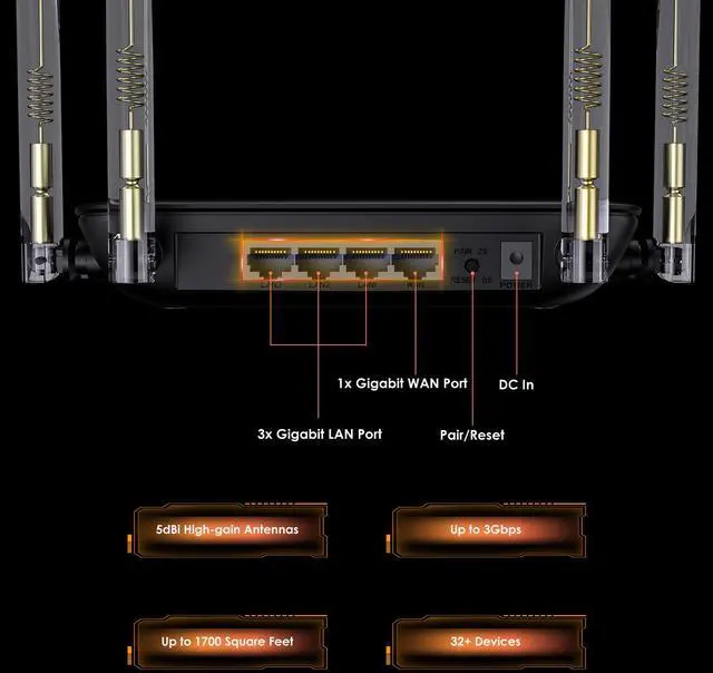 Alt view image 4 of 7 - WAVLINK BE3600 Wi-Fi 7 Router, Dual Band Gaming Router with MLO, 4096-QAM, Multi-Rus Tech, Support EverythingMesh/Router/AP/Repeater Mode, Guest WiFi, QoS, IPv6 & Advanced VPN for Home WiFi