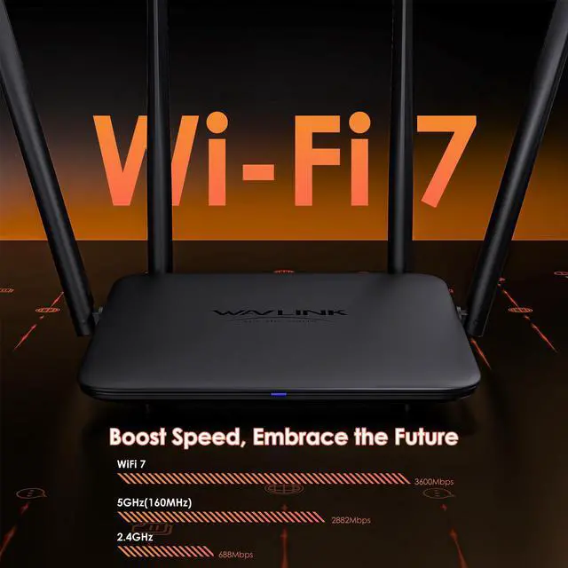 Alt view image 2 of 7 - WAVLINK BE3600 Wi-Fi 7 Router, Dual Band Gaming Router with MLO, 4096-QAM, Multi-Rus Tech, Support EverythingMesh/Router/AP/Repeater Mode, Guest WiFi, QoS, IPv6 & Advanced VPN for Home WiFi