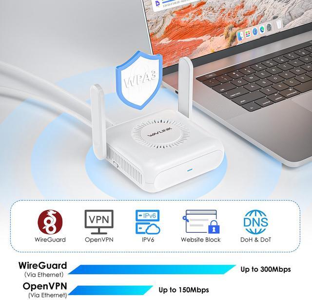Alt view image 4 of 7 - WAVLINK AX3000 Wi-Fi 6 Portable Travel VPN Router, USB-C Power Pocket-Sized Gigabit LAN WAN, OpenVPN, WireGuard, ZeroTier, PPTP & P2TP for Public & Hotel Use, Cruise/RV/Airplane/Hotel iNet
