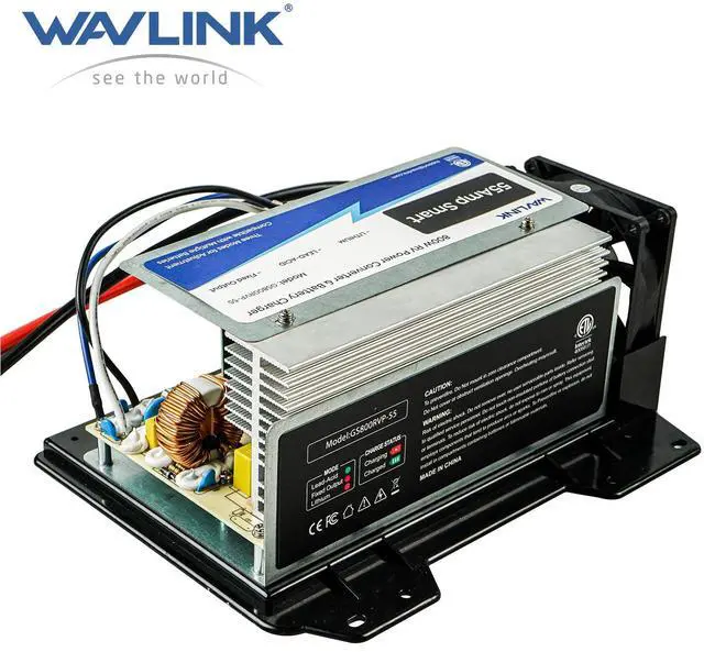 Main image of WAVLINK 55Amp RV Power Converter, 120V AC to 12V DC Battery Charger with 3 Smart Charging Modes, 13V-16.5V Adjustable Operating Range, Multi-Stage Charging Assembly for Lithium and Lead Acid Batteries