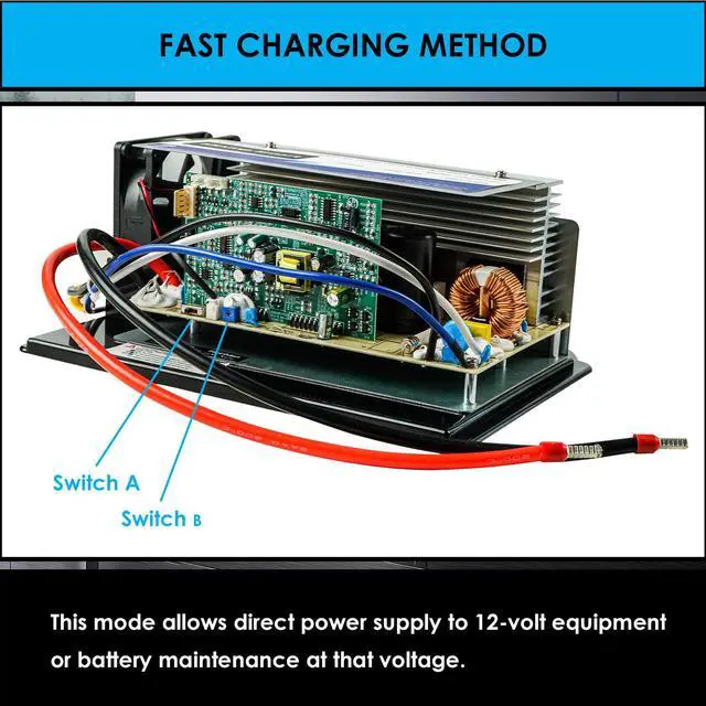 Alt view image 7 of 7 - WAVLINK 55Amp RV Power Converter, 120V AC to 12V DC Battery Charger with 3 Smart Charging Modes, 13V-16.5V Adjustable Operating Range, Multi-Stage Charging Assembly for Lithium and Lead Acid Batteries