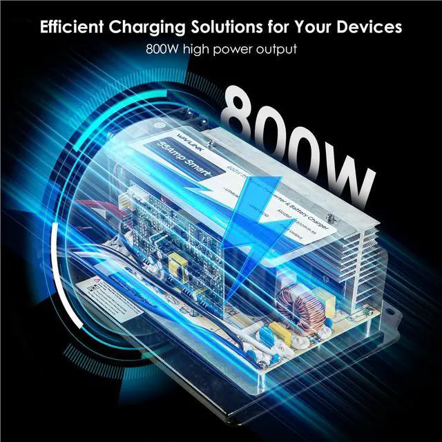 Alt view image 4 of 7 - WAVLINK 55Amp RV Power Converter, 120V AC to 12V DC Battery Charger with 3 Smart Charging Modes, 13V-16.5V Adjustable Operating Range, Multi-Stage Charging Assembly for Lithium and Lead Acid Batteries