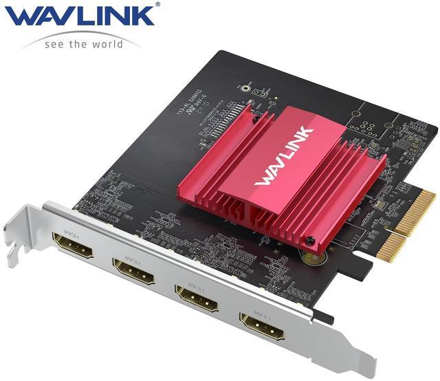 Main image of WAVLINK PCIe 3.0 to Quad 4K@60Hz HDMI Graphics Card - Global Debut with DisplayLink DL7400, 4 HDMI Ports, PC Video Card with Standard Profile, Supports Multiple Monitors for Windows 11/10 & Ubuntu
