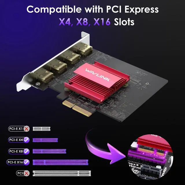 Alt view image 3 of 7 - WAVLINK PCIe 3.0 to Quad 4K@60Hz HDMI Graphics Card - Global Debut with DisplayLink DL7400, 4 HDMI Ports, PC Video Card with Standard Profile, Supports Multiple Monitors for Windows 11/10 & Ubuntu