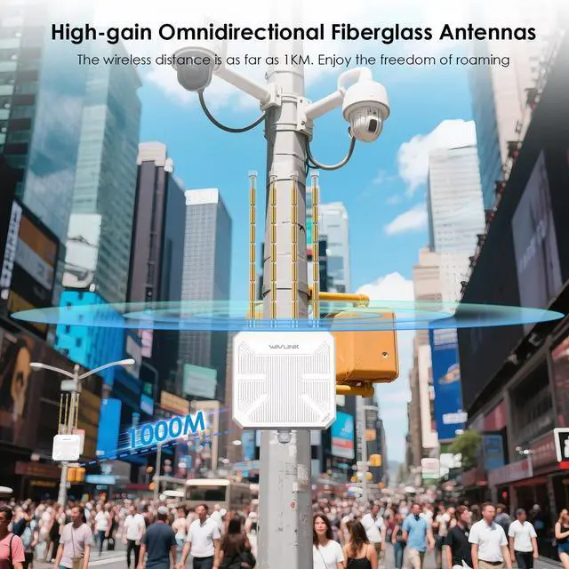 Alt view image 7 of 7 - WAVLINK WiFi 7 Outdoor Long Range Router, Dual Band BE5100 Mesh Router, IP67 Waterproof & Dustproof, 15KV ESD & 4KV Lightning Protection, Active & Passive PoE Supported, 8dBi High-Gain Antennas