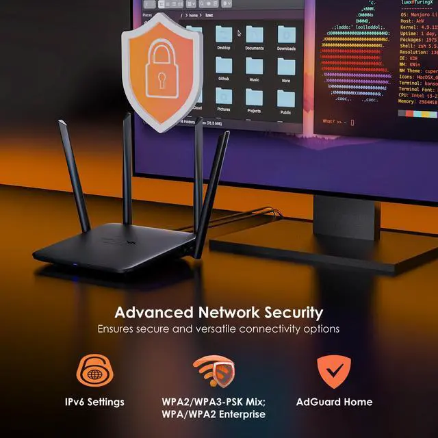 Alt view image 6 of 7 - WAVLINK BE5100 Wi-Fi 7 Router, Dual Band Gaming Router with 4096-QAM Tech, Support EverythingMesh/Router/AP/Repeater Mode, Guest WiFi, QoS, IPv6 & Advanced VPN for Home WiFi