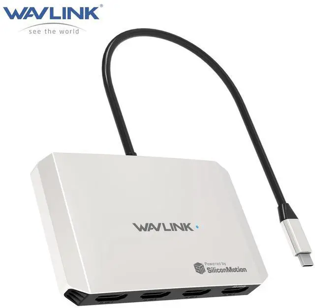Main image of WAVLINK USB-C to Quad HDMI Adapter, 4K USB-C Adapter, Support PD In 140W Out 130W, Compact and Portable, Compatible with Windows, macOS, Chrome OS, Linux, Harmony, and Android