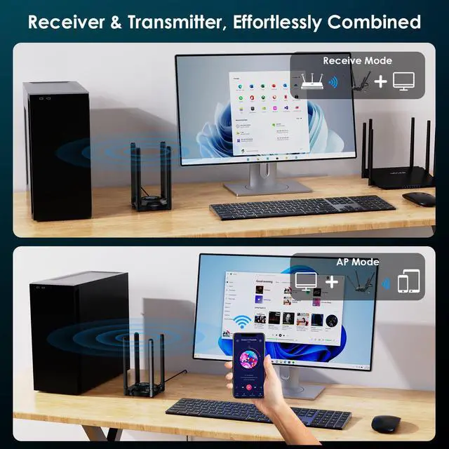 Alt view image 4 of 7 - WAVLINK WiFi 7 BE6500 Tri-Band USB 3.0 Wireless Network Adapter (2.4G/5G/6G, 688+2882+2882 Mbps), with Built-in Driver, WPA3, MLO & Multi-RU, 5dBi High Gain Antennas - Windows 11/10 Only